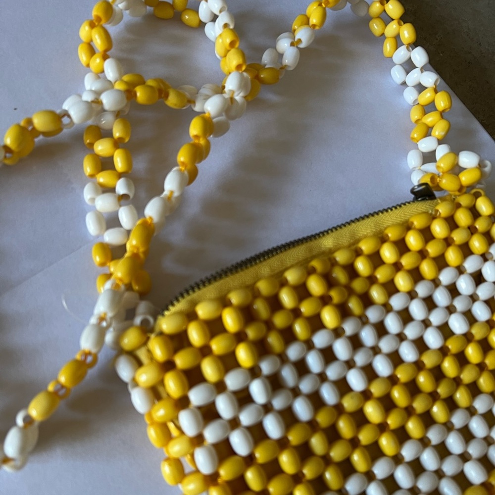 Topshop yellow bead bag